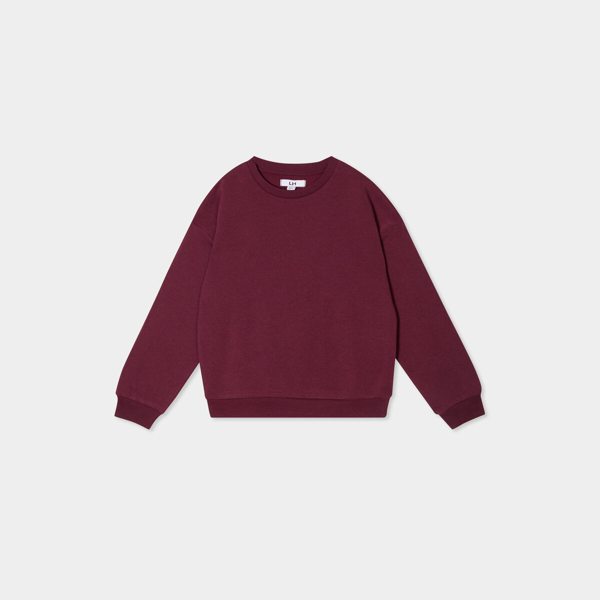 Sweat col rond manches longues bordeaux fille