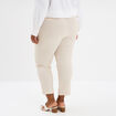 Pantalon chino droit en lin mélangé beige femme grande taille