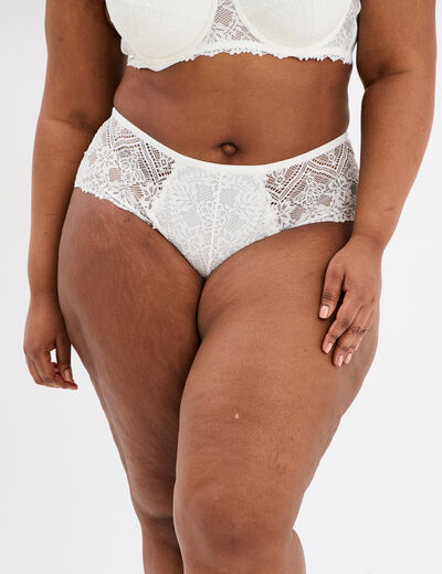Shorty en dentelle blanc femme grande taille
