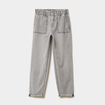 Jean paperbag cropped taille &eacute;lastiqu&eacute;e denim gris femme