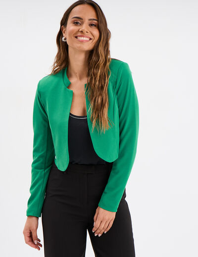 Veste boléro stretch manches longues vert émeraude femme