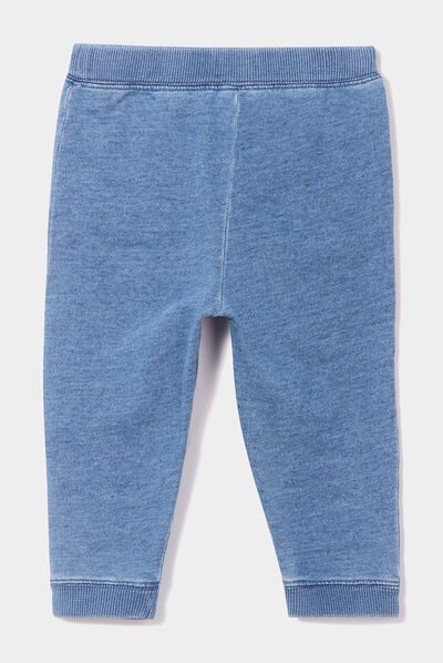 Pantalon droit taille élastiquée en jean denim stone bébé garçon