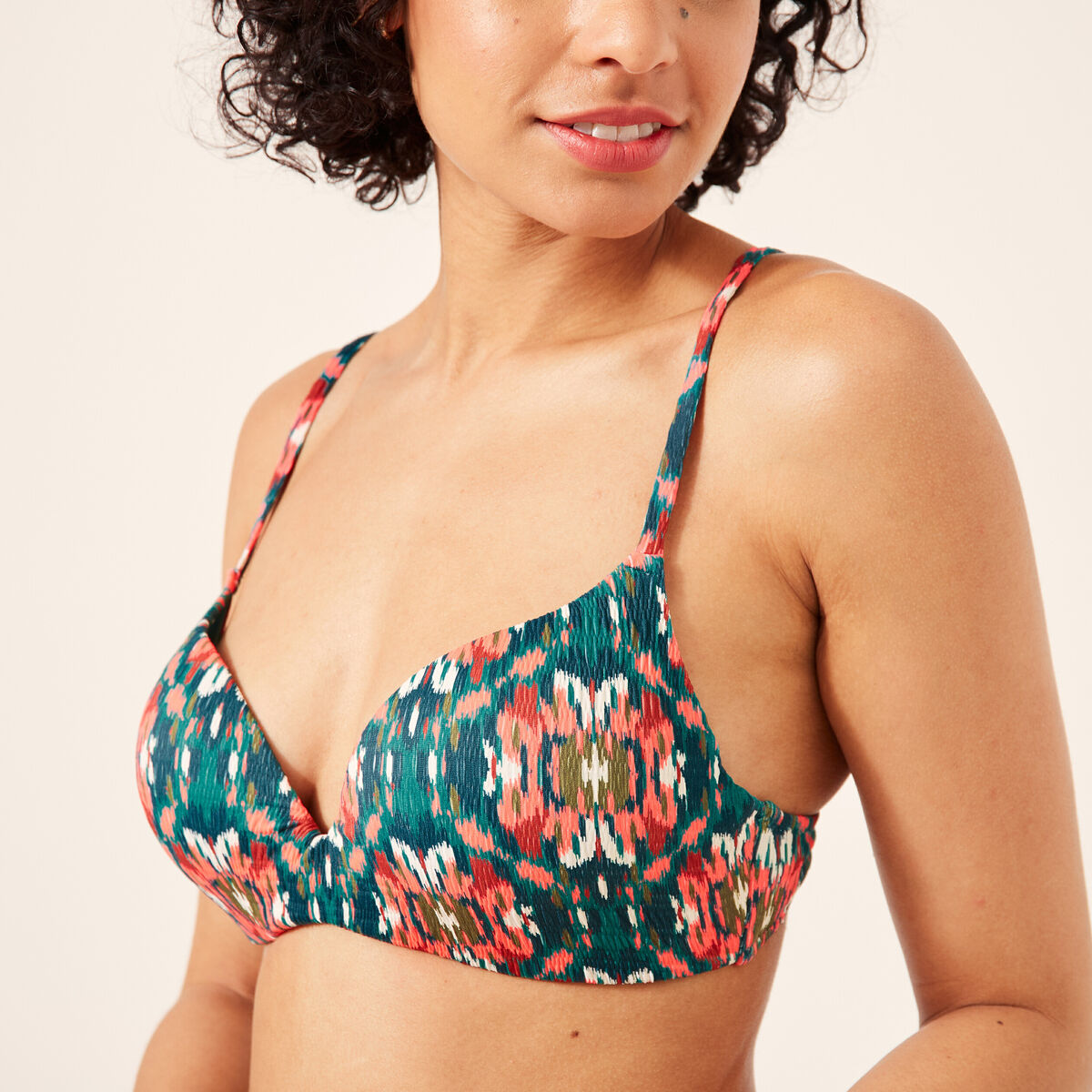 Haut de maillot push up coordonnable bleu p&eacute;trole femme