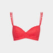 Soutien-gorge triangle paddé dentelle rose framboise femme