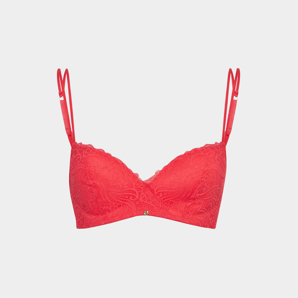 Soutien-gorge triangle paddé dentelle rose framboise femme
