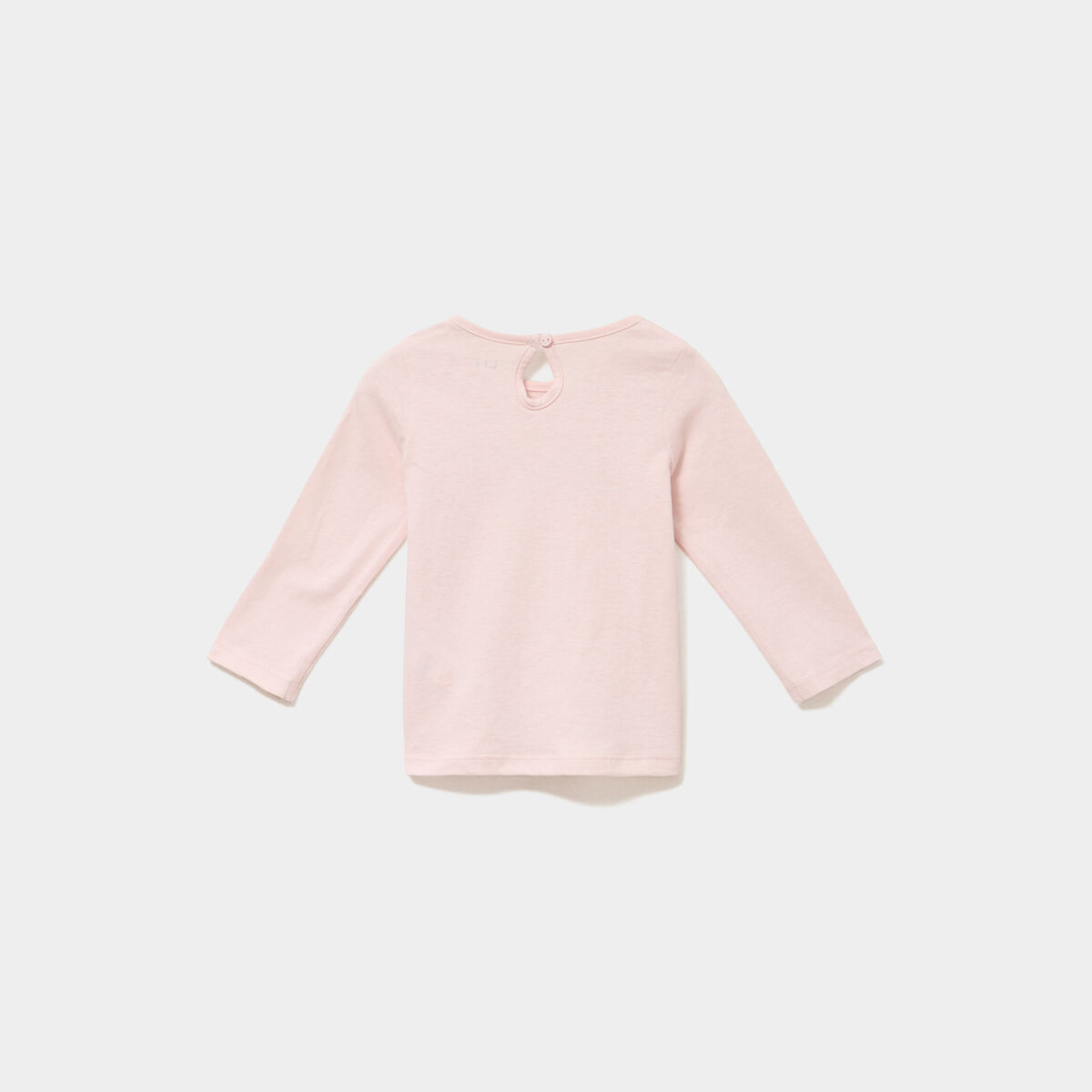 T-shirt manches longues coton rose clair b&eacute;b&eacute; fille