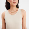 Body sans manches côtelé coton beige femme