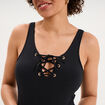 Maillot de bain une pi&egrave;ce &agrave; la&ccedil;age noir femme