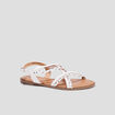 Sandales plates multibrides tressées blanc femme