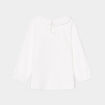 T-shirt col claudine manches longues blanc bébé fille