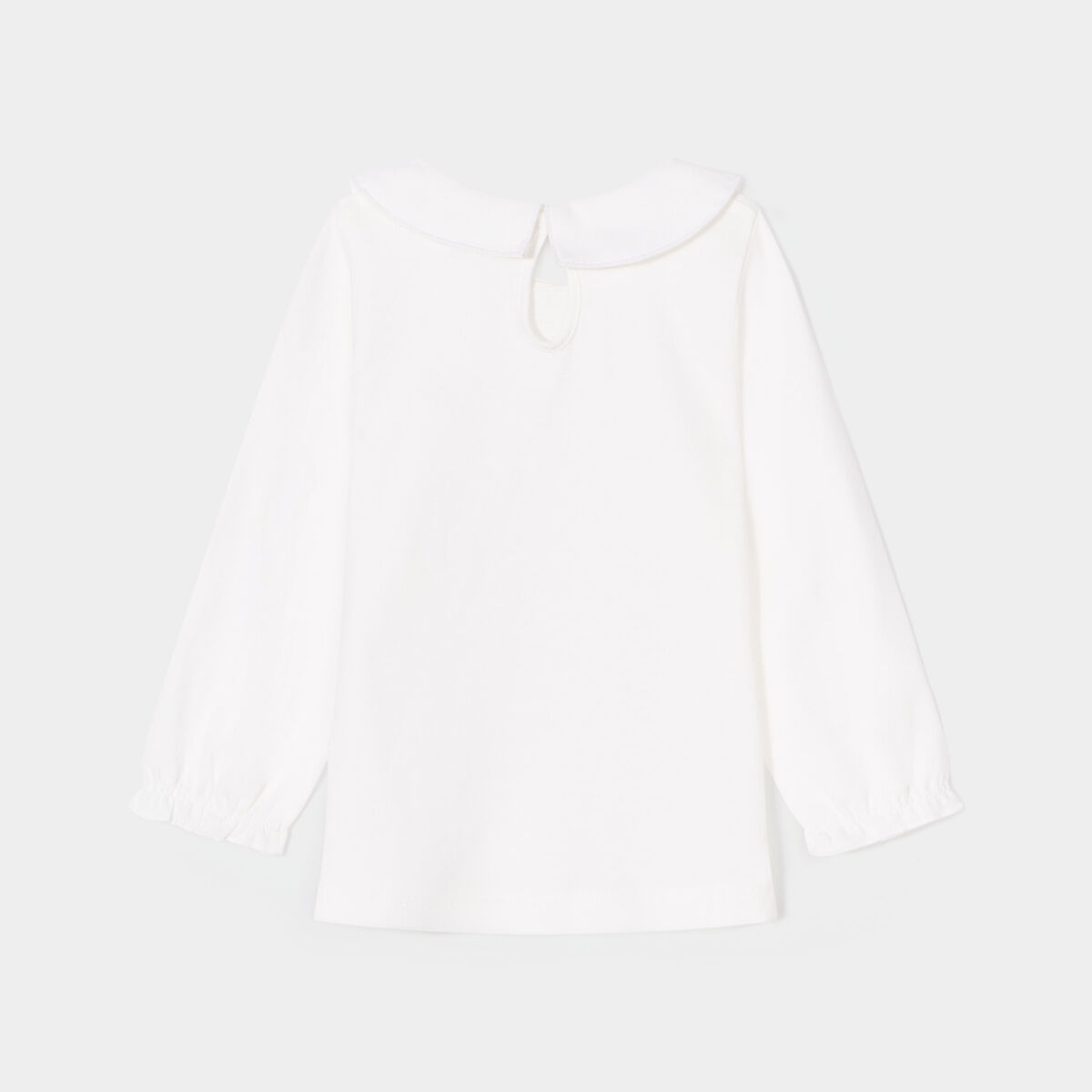T-shirt col claudine manches longues blanc bébé fille