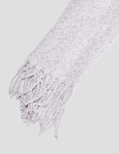 Écharpe à bords franges longues gris femme
