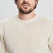 Pull en maille textur&eacute;e col rond creme homme