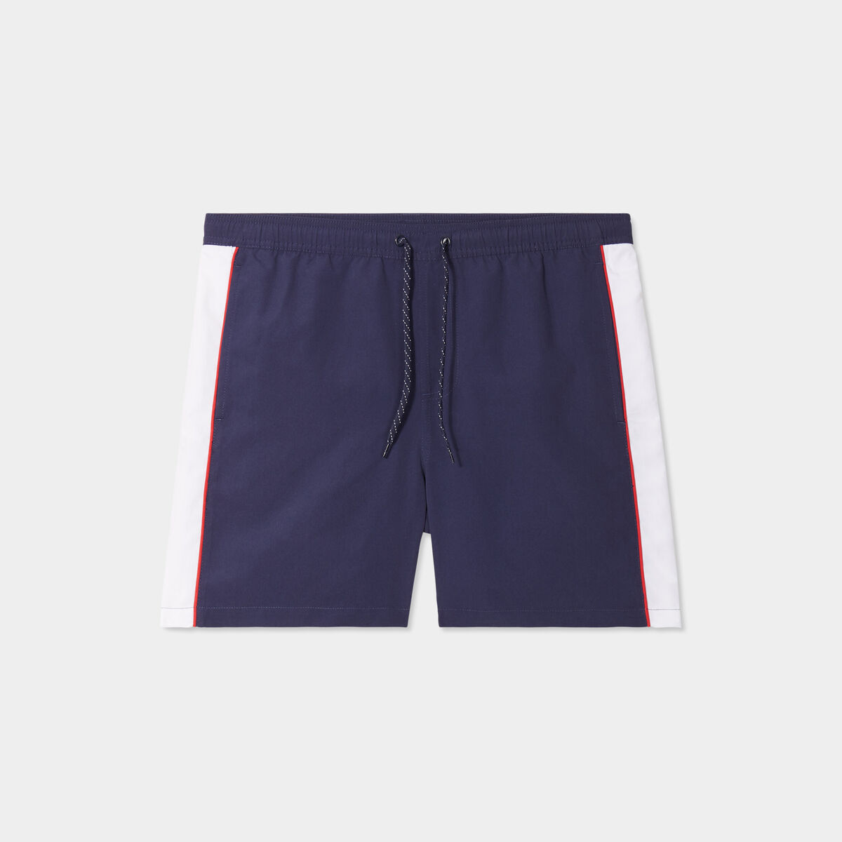 Short de bain droit à nouer bleu marine homme