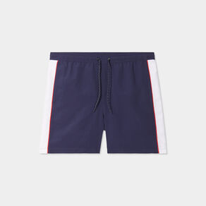 Short de bain droit à nouer bleu marine homme