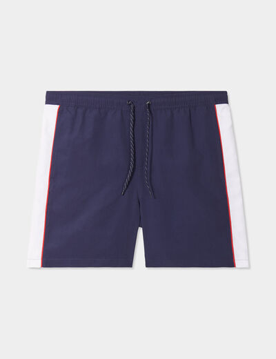 Short de bain droit à nouer bleu marine homme