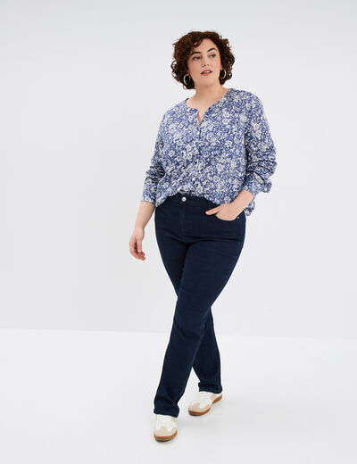 Chemise col mao Modavista bleu gris femme grande taille