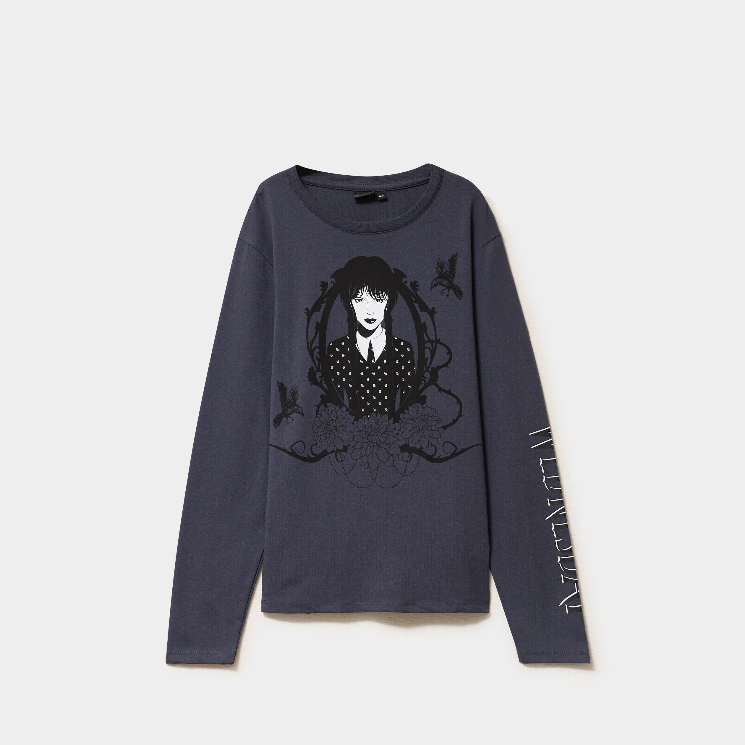 T-shirt coton Wednesday Mercredi gris fille