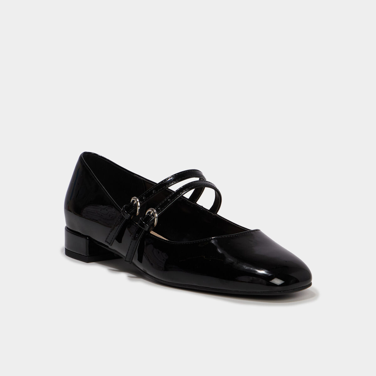 Ballerines vernies bouts carr&eacute;s noir femme