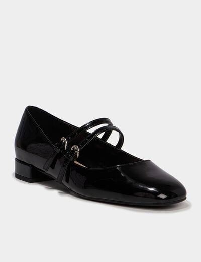 Ballerines vernies bouts carr&eacute;s noir femme