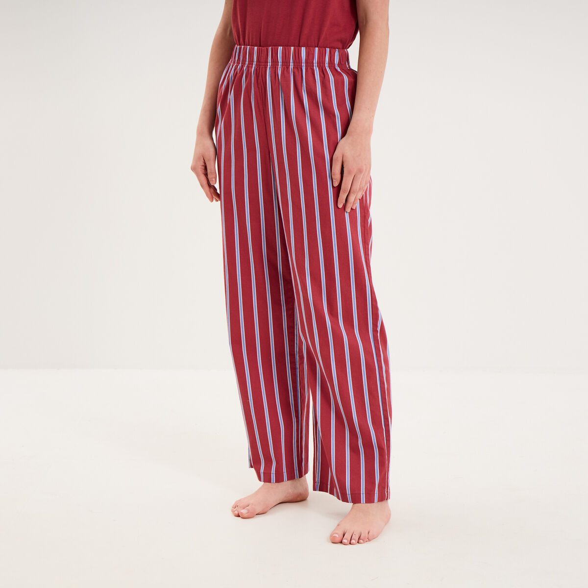 Pantalon de pyjama droit coton mauve femme