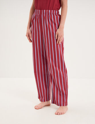 Pantalon de pyjama droit coton mauve femme