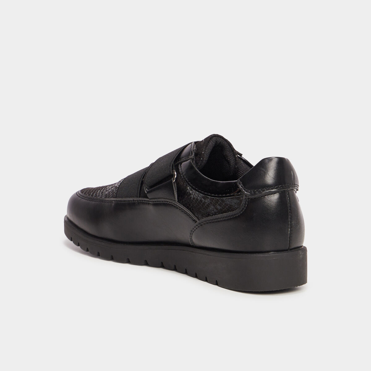 Tennis basses pied large Confortissimo noir femme