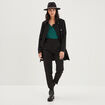Caban boutonné mi-long noir femme