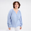 Blouse manches longues gaze de coton bleu clair femme grande taille