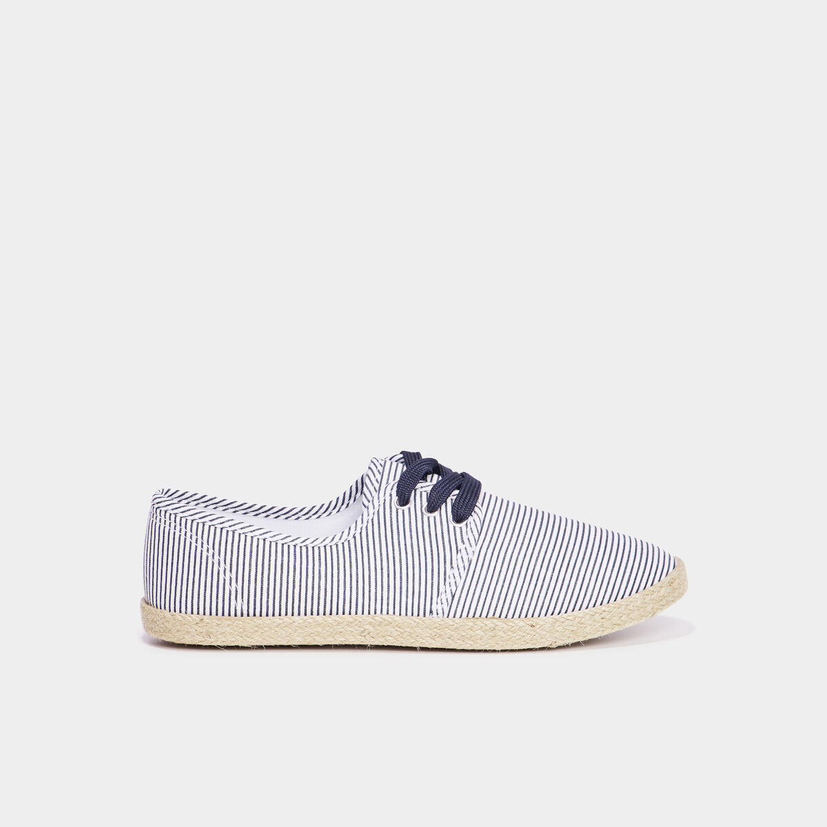 Derbies en toile &agrave; lacets bleu marine femme