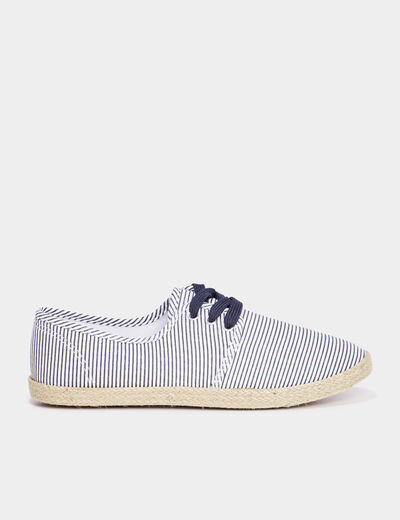 Derbies en toile à lacets bleu marine femme