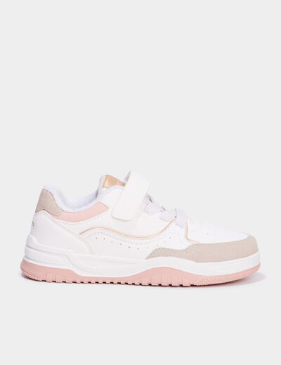 Tennis basses à scratchs blanc fille