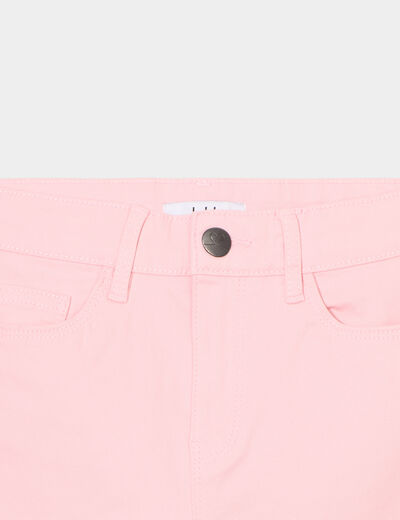 Short ajusté en twill rose corail fille