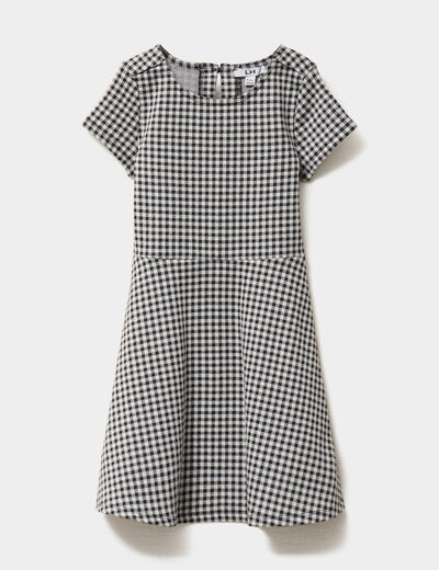 Robe patineuse manches courtes ecru fille