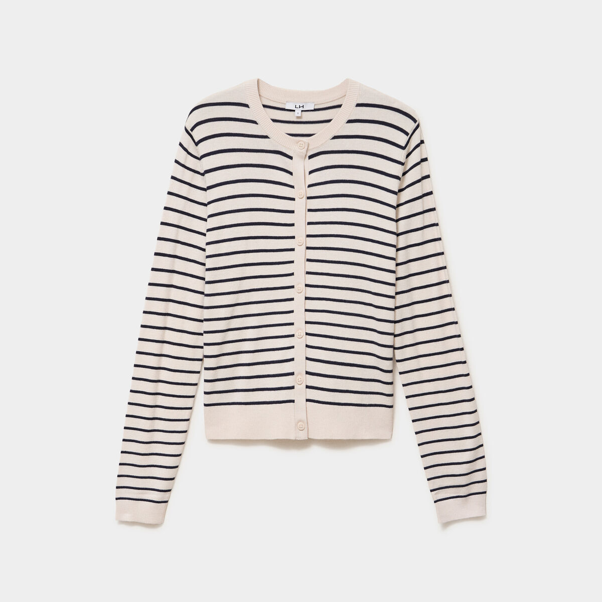 Gilet col rond manches longues sable femme
