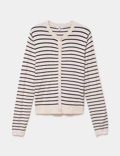 Gilet col rond manches longues sable femme