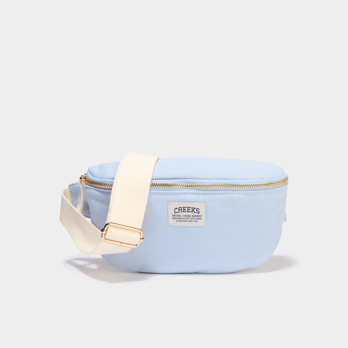 Sac banane bandouli&egrave;re en toile canvas bleu gris femme