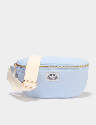Sac banane bandouli&egrave;re en toile canvas bleu gris femme