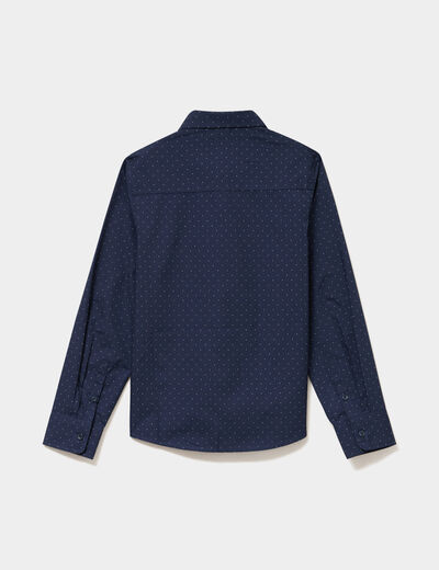 Chemise droite &agrave; manches longues bleu marine gar&ccedil;on