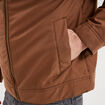 Blouson zipp&eacute; doubl&eacute; col &agrave; revers marron homme
