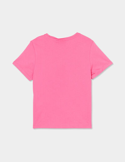T-shirt manches courtes coton Barbie rose fushia fille