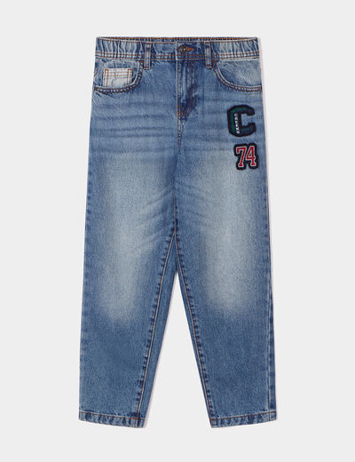 Jeans regular patchs coton Creeks denim double stone garçon