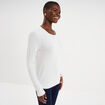 Gilet col rond manches longues blanc femme