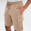 Bermuda cargo molleton taille &eacute;lastiqu&eacute;e taupe homme