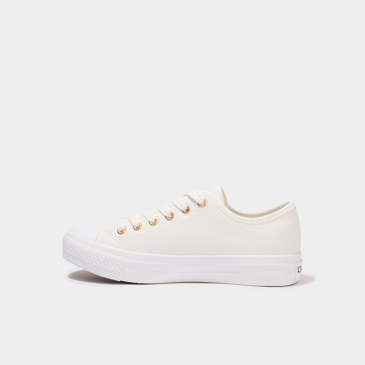 Tennis basses en toile brod&eacute;es blanc femme