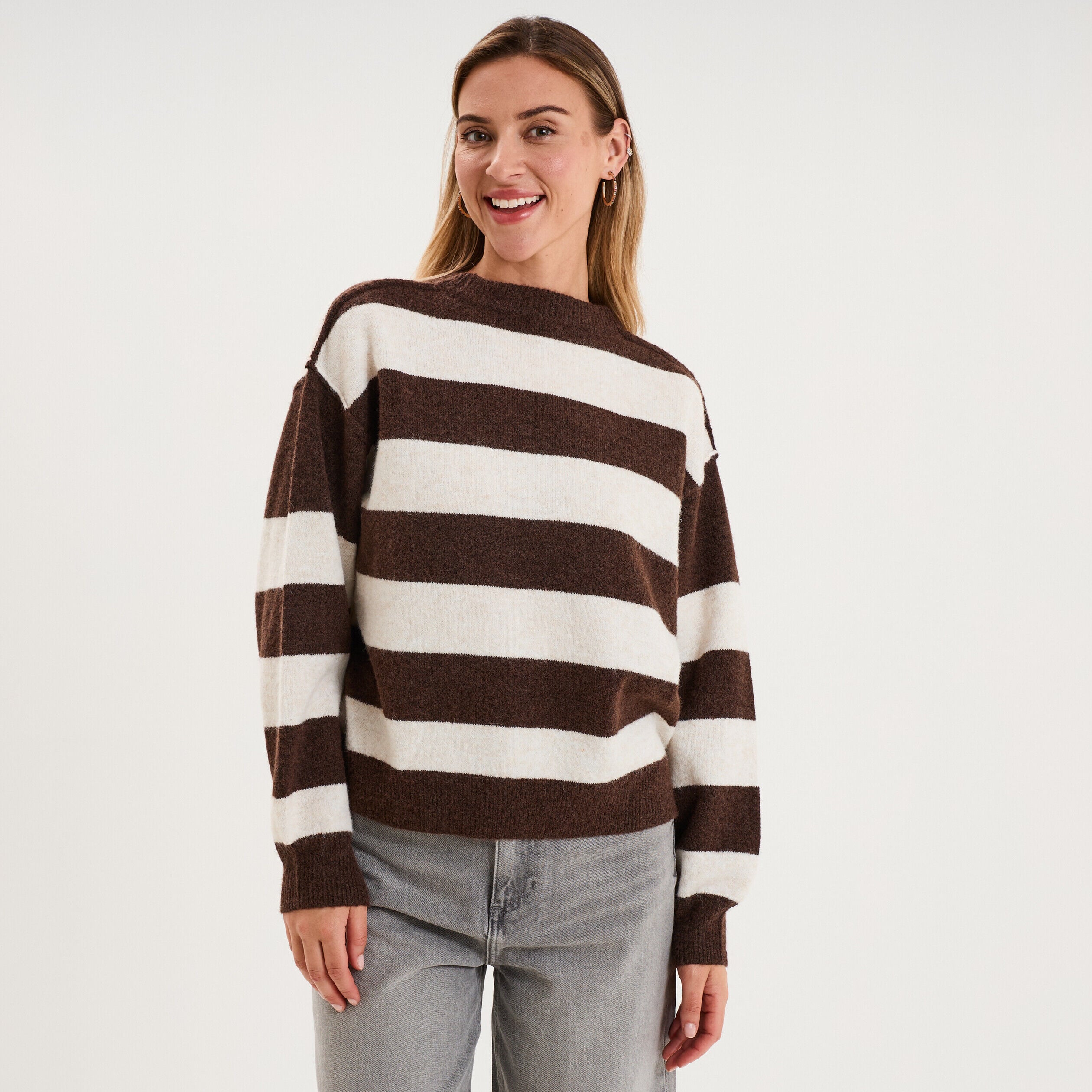 Pull col rond avec manches longues ecru femme CREEKS