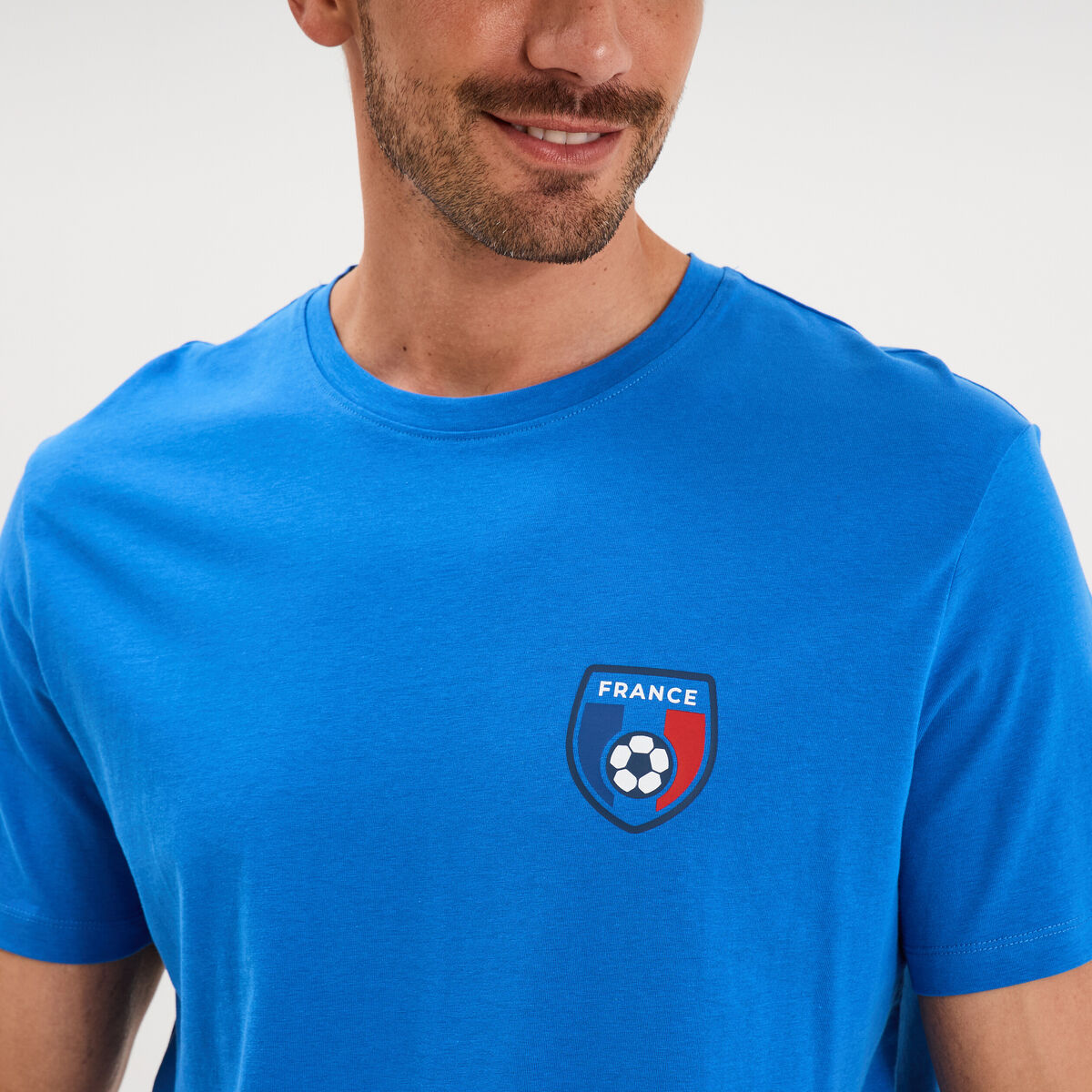 T-shirt maillot de football France coton bleu electrique mixte