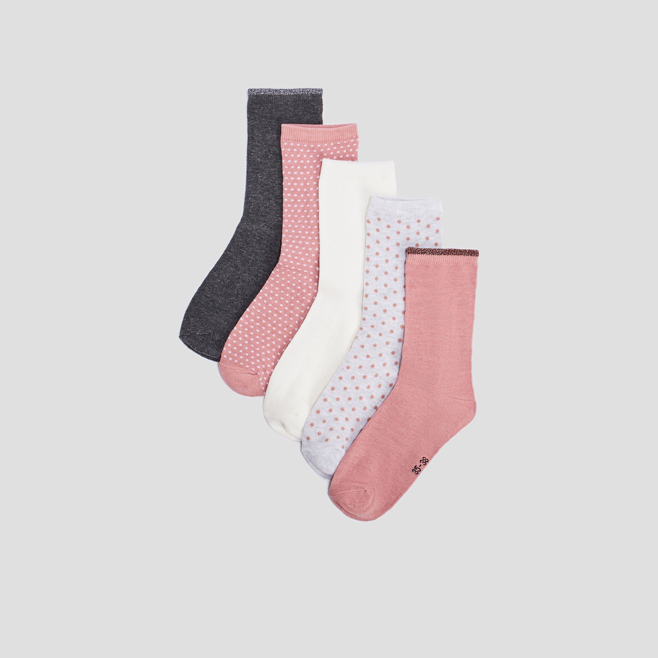 Lot 5 paires de chaussettes rose femme LH