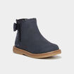 Bottines métallisées avec noeuds bleu marine fille