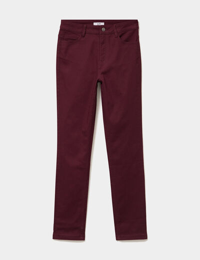 Pantalon slim stretch violet fonc&eacute; femme
